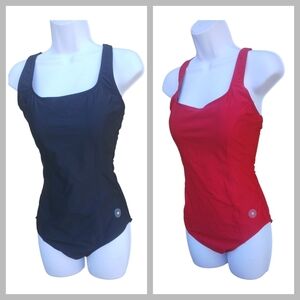 Pure NRG Athletics One Piece Swim Suit Bundle Black Red Size 10 NWOT